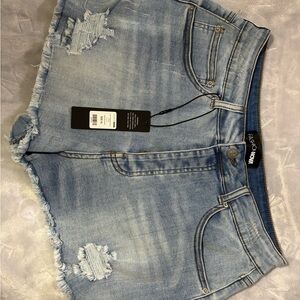 Fashion Nova Light Blue Distressed Jean Shorts
